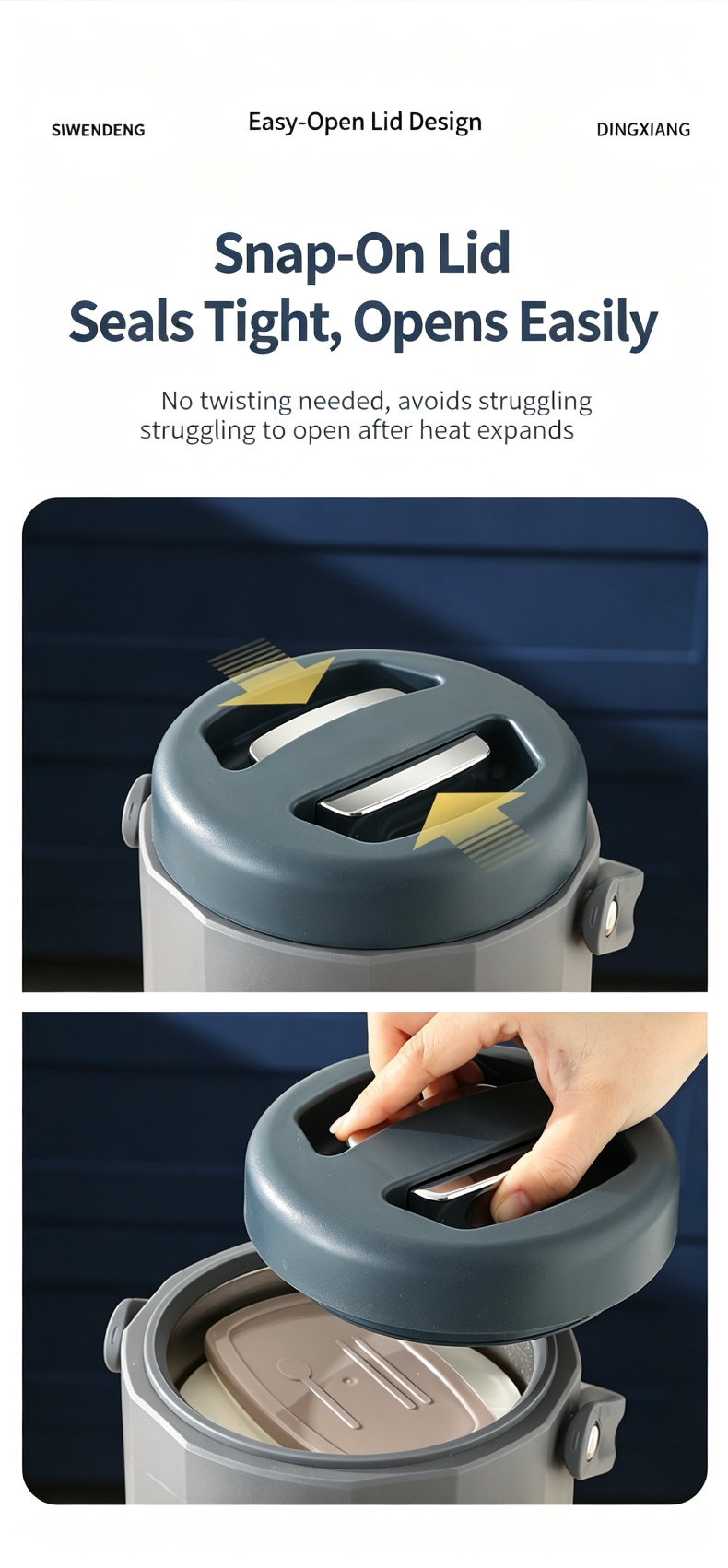 Lunch box lid opening details